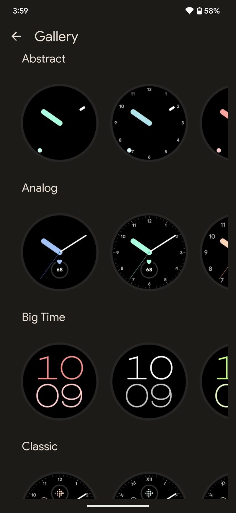 Watch app watchfaces